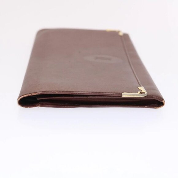 CARTIER Clutch Bag Leather Wine Red Auth 50447 - Picture 5 of 16